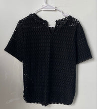 Load image into Gallery viewer, Blugirl Womens Black Geometric Short Sleeve Round Neck Blouse Top Size D38

