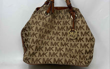 Load image into Gallery viewer, Michael Kors Womens Jet Set Brown Signature Print Double Handle Shoulder Bag
