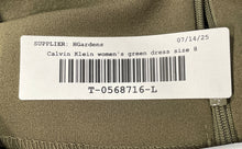 Load image into Gallery viewer, Calvin Klein Womens Green Short Sleeve Ruched Back Zip Sheath Dress Size 8
