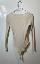 Load image into Gallery viewer, Zara Womens Beige Ribbed Long Sleeve Scoop Neck One-Piece Bodysuit Size L
