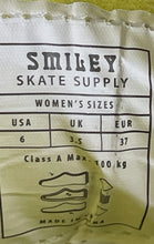 Load image into Gallery viewer, Smiley Skate Supply Womens Black Faux Leather Lace-Up Quad Roller Skates Size 6
