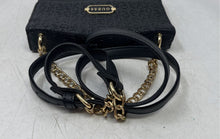 Load image into Gallery viewer, Guess Womens Black Gold Monogram Adjustable Strap Flap Crossbody Bag
