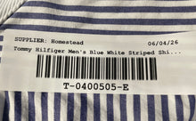 Load image into Gallery viewer, Tommy Hilfiger Mens Blue White Striped Long Sleeve Button-Up Shirt Size L
