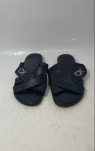 Load image into Gallery viewer, Calvin Klein Womens Katie Black Crisscross Strap Flat Slide Sandals Size 6.5
