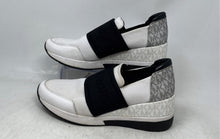 Load image into Gallery viewer, Michael Kors Womens White Black Round Toe Slip-On Sneaker Shoes Size 9M
