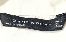 Load image into Gallery viewer, Zara Womens White Short Sleeve Collared Button Front Blouse Top Size Large
