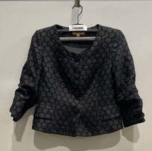Load image into Gallery viewer, Kasper Womens Black Polka Dot Long Sleeve Collarless Button Front Jacket Size 8P
