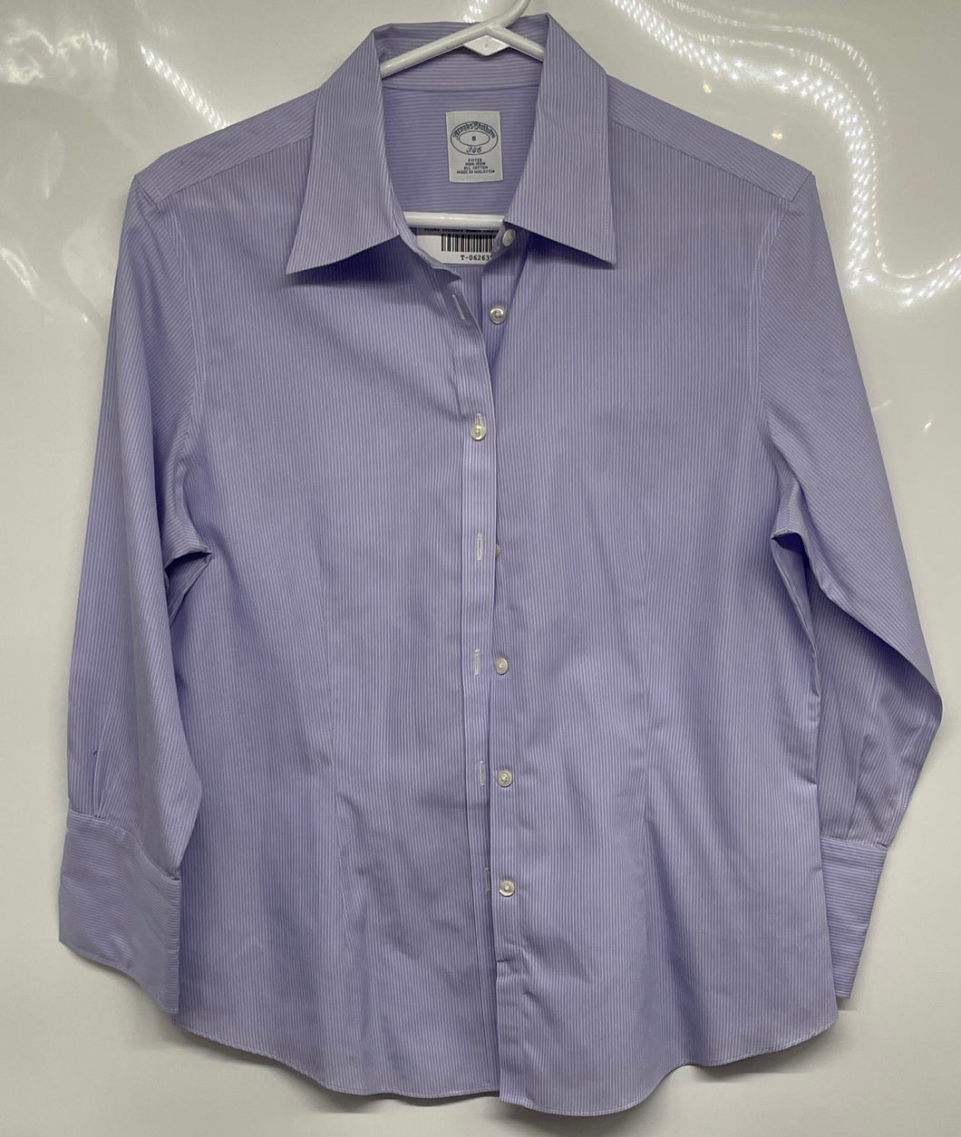Brooks Brothers Womens Purple White Non-Iron Fitted Button-Up Shirt Size 8