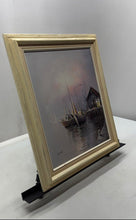 Load image into Gallery viewer, Vintage Old Harbor Fishing Boat Square Framed Wall Hanging Art Painting By Adams
