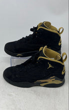 Load image into Gallery viewer, Nike Kids Air Jordan MVP Black Gold Lace-Up High Top Sneaker Shoes Size 2Y
