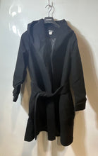 Load image into Gallery viewer, Venus Womens Black Long Sleeve Self-Tie Belt Attached Hooded Trench Coat Size 16
