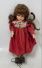 Load image into Gallery viewer, Curly Hair Brown Eyes Play Doll In Removable Red Maxi Dress With Shoes
