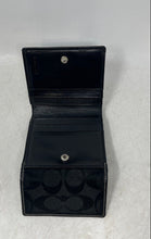 Load image into Gallery viewer, Coach Womens Black Signature Print ID Window Card Holder Bifold Wallet
