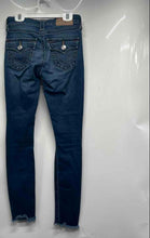 Load image into Gallery viewer, True Religion Womens Blue Denim Dark Wash Frayed Hem Skinny Leg Jeans Size 24
