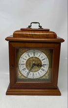 Load image into Gallery viewer, Vintage Brown Wooden Case Quartz Roman Numeral Battery Operated Mantle Clock
