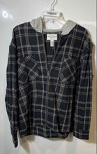 Load image into Gallery viewer, Arizona Jean Co Mens Black Plaid Long Sleeve Hooded Shirt Jacket Size L With Tag
