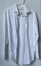 Load image into Gallery viewer, Perry Ellis Portfolio Mens White Long Sleeve Slim Fit Dress Shirt Sz L 16 32/33
