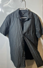 Load image into Gallery viewer, Express Mens Gray Cotton Collared Short Sleeve Dress Shirt Size Large
