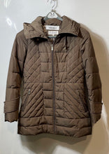 Load image into Gallery viewer, Calvin Klein Womens Olive Green Long Sleeve Hooded Full-Zip Puffer Jacket Size S
