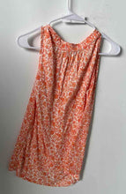 Load image into Gallery viewer, Loft Womens Orange White Floral Sleeveless Tie Neck Blouse Top Size XS
