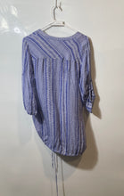 Load image into Gallery viewer, Armani Exchange Womens Blue Striped 3/4 Sleeve Round Neck Tunic Blouse Size XS
