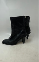 Load image into Gallery viewer, Zara Womens Black Square Toe Zipper Block Heel Ankle Boots Size 41
