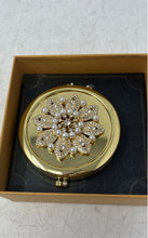 Load image into Gallery viewer, Monet Womens Gold-Tone Pearl Round Compact Mirror In Open Box
