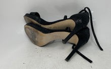Load image into Gallery viewer, Michael Kors Womens Black Glitter Open Toe Stiletto Ankle Strap Heels Size 8M
