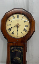 Load image into Gallery viewer, Vintage Verichron Brown Roman Numeral Quartz Chime Regulator Wall Clock Damage
