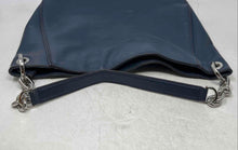 Load image into Gallery viewer, Michael Kors Womens Nomad Blue Leather Shoulder Strap Zip Top Lined Hobo Bag

