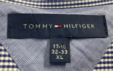 Load image into Gallery viewer, Tommy Hilfiger Mens Blue Gingham Printed Long Sleeve Dress Shirt Size XL
