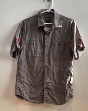 Load image into Gallery viewer, Armani Exchange Mens Gray Cotton Short Sleeve Collared Button-Up Shirt Size M
