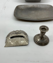 Load image into Gallery viewer, 4 Pcs Silver Plated Gravy Boat Candle Holder And Crumb Tray Items Set
