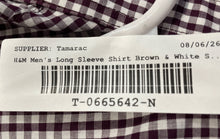 Load image into Gallery viewer, H&amp;M Mens Brown &amp; White Gingham Slim Fit Long Sleeve Button-Up Shirt Size S
