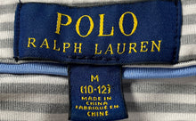 Load image into Gallery viewer, Polo Ralph Lauren Boys White Gray Striped Spread Collar Polo Shirt Size Medium
