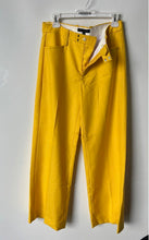 Load image into Gallery viewer, Banana Republic Womens Yellow Wool Flat Front Wide-Leg Trouser Pants Size 8P

