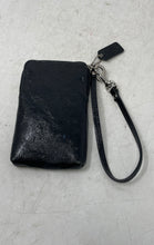 Load image into Gallery viewer, Coach Womens Black Leather Detachable Strap Zip Top Lined Small Wristlet Wallet
