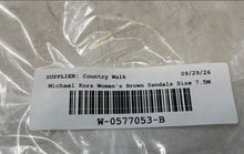 Load image into Gallery viewer, Michael Kors Womens Hannah Brown Monogram Leather Thong Sandals Size 7.5 M
