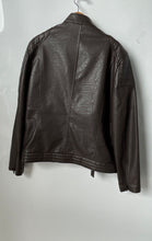 Load image into Gallery viewer, Mango Mens Brown Faux Leather Long Sleeve Slim Fit Full-Zip Biker Jacket Size XL
