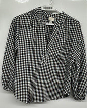 Load image into Gallery viewer, A New Day Womens White Black Gingham Long Sleeve Blouse Top Size Small
