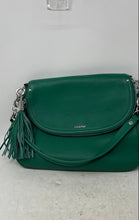Load image into Gallery viewer, Calvin Klein Womens Green Pebble Leather Inner Pockets Bottom Studs Shoulder Bag
