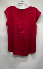 Load image into Gallery viewer, Express Womens Red Short Sleeve V-Neck Front Zip Blouse Top Size Large
