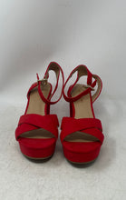 Load image into Gallery viewer, Sun + Stone Womens Lillah Red Adjustable Buckle Block Heels Platform Sandal 9 M
