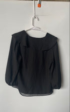 Load image into Gallery viewer, Zara Womens Black Ruffle V-Neck Balloon Sleeve Pullover Blouse Top Size XS
