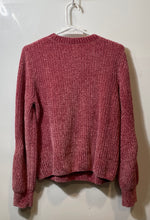 Load image into Gallery viewer, H&amp;M Womens Pink Ribbed Chenille Knit Long Sleeve Pullover Sweater Size Small
