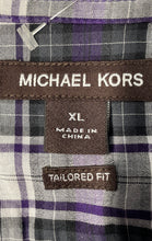 Load image into Gallery viewer, Michael Kors Mens Purple Plaid Tailored Fit Long Sleeve Button-Up Shirt Size XL
