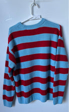 Load image into Gallery viewer, Zara Womens Blue &amp; Red Striped Long Sleeve Crew Neck Pullover Sweater Size S
