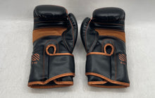 Load image into Gallery viewer, Sanabul Essential Gel Unisex Black Brown Gold-Tone 8Oz Hook &amp; Loop Boxing Gloves
