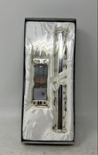 Load image into Gallery viewer, Silver-Tone Floral Personalized Baby Birth Certificate Holder With Stand
