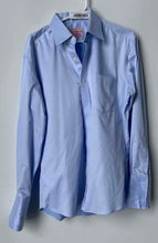 Load image into Gallery viewer, William Cheng &amp; Son Mens Blue Long Sleeve Collared Dress Shirt Size 38
